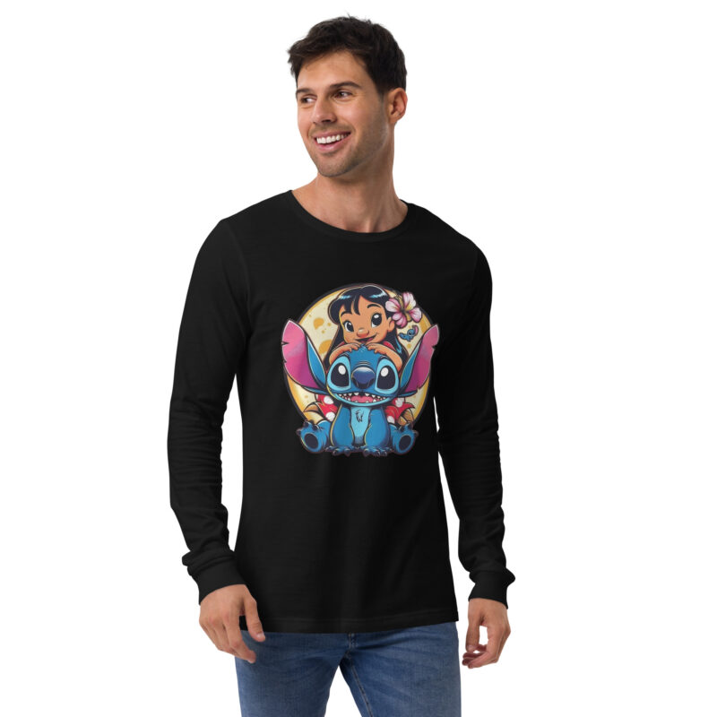 unisex long sleeve tee black front hawaiana lilo y stitch