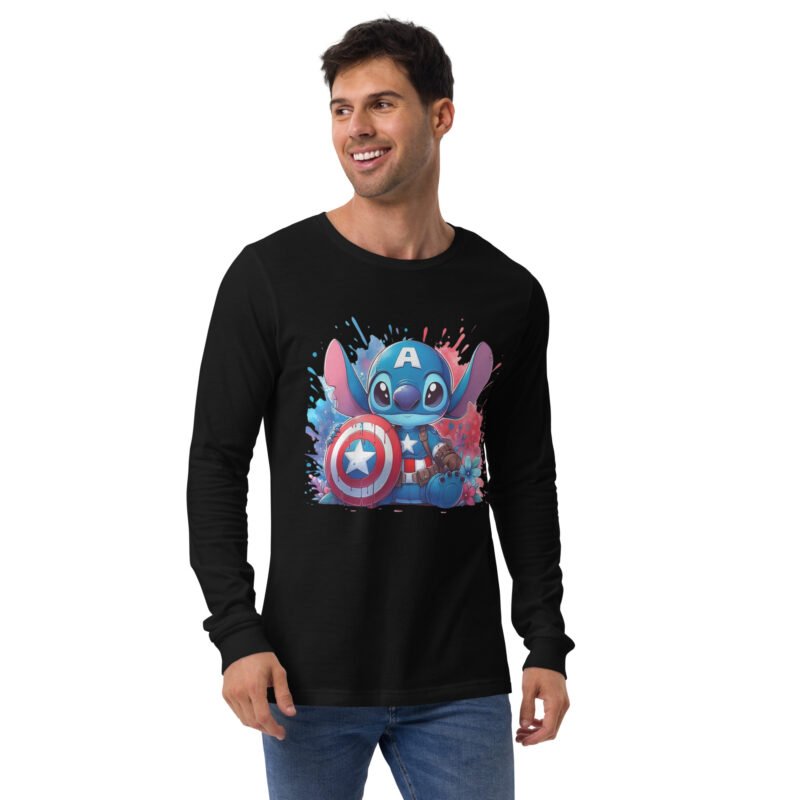 unisex long sleeve tee black front stitch capitan america