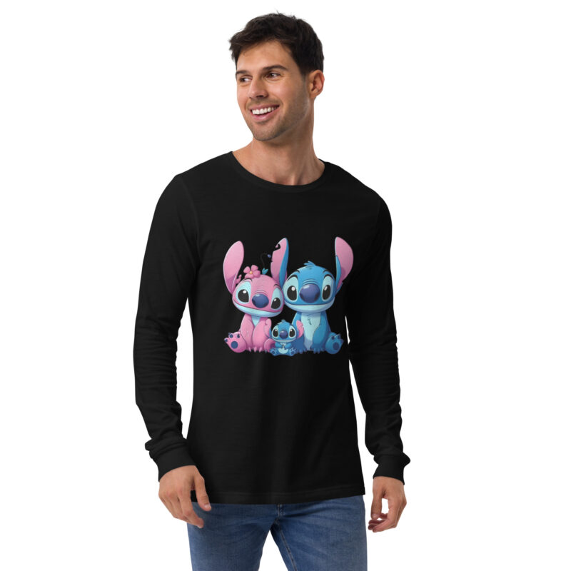unisex long sleeve tee black front familia ohana lilo y angela
