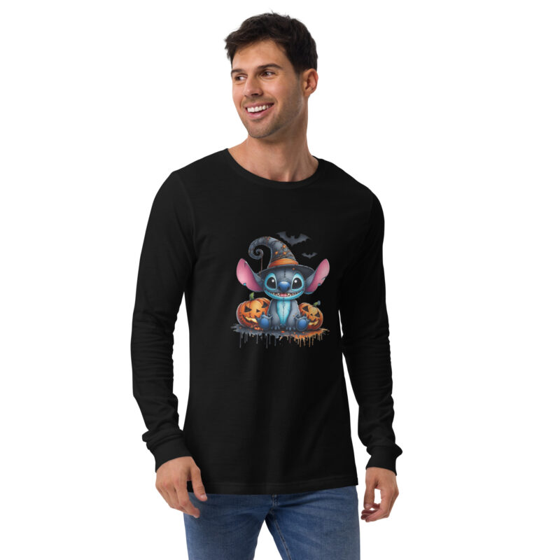 unisex long sleeve tee black front halloween stitch