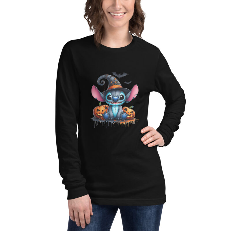 unisex long sleeve tee black front halloween stitch