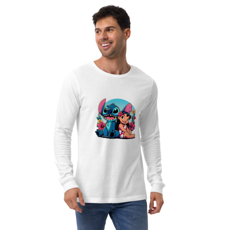 unisex long sleeve tee white front Lilo y stitch