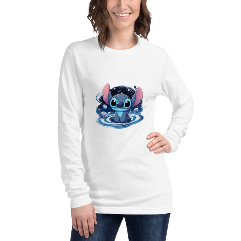 unisex long sleeve tee white front planetas stitch