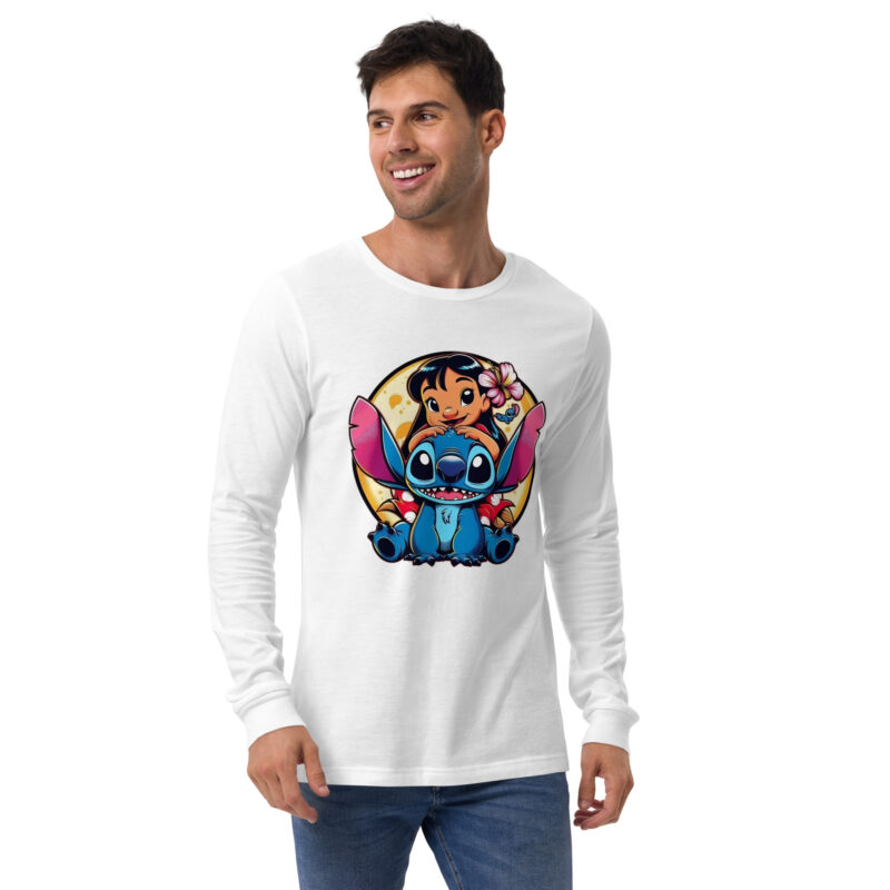 unisex long sleeve tee white front hawaiana lilo y stitch