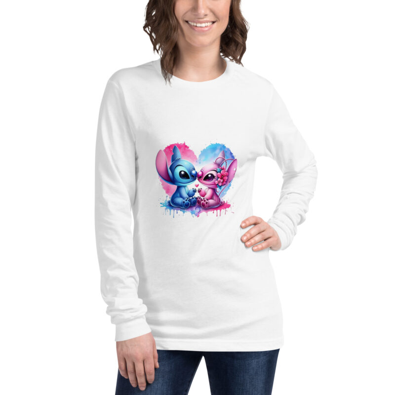 unisex long sleeve tee white front amor de stitch