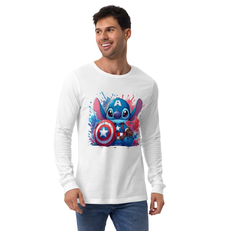 unisex long sleeve tee white front stitch capitan america