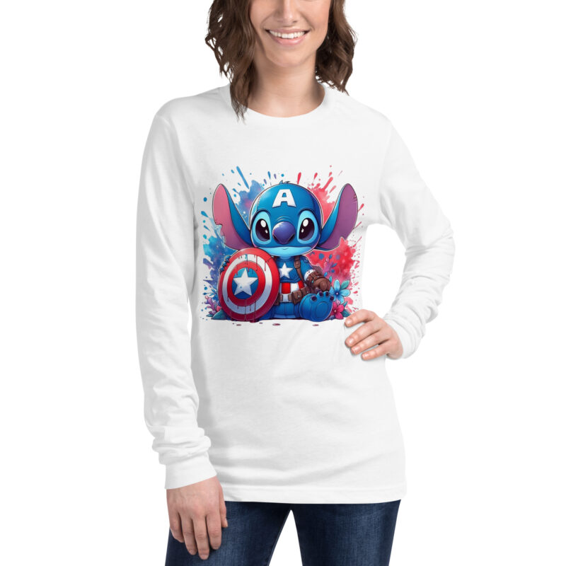 unisex long sleeve tee white front stitch capitan america