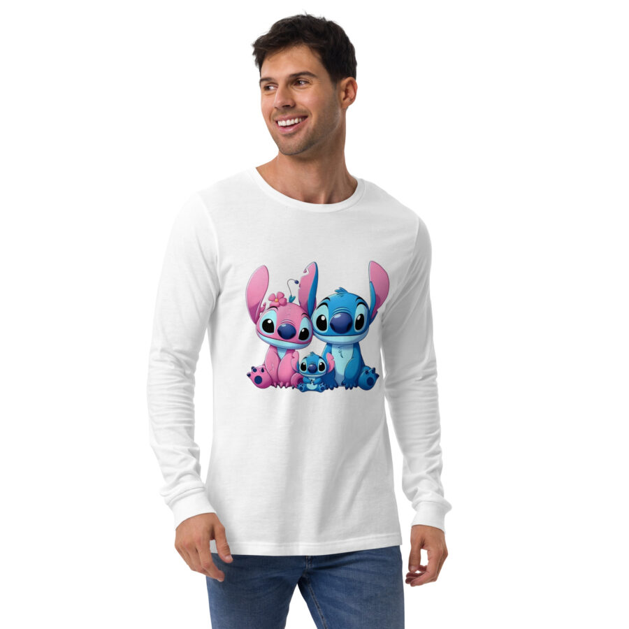 unisex long sleeve tee white front familia ohana lilo y angela