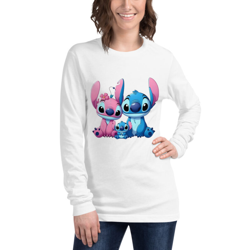 unisex long sleeve tee white front familia ohana lilo y angela