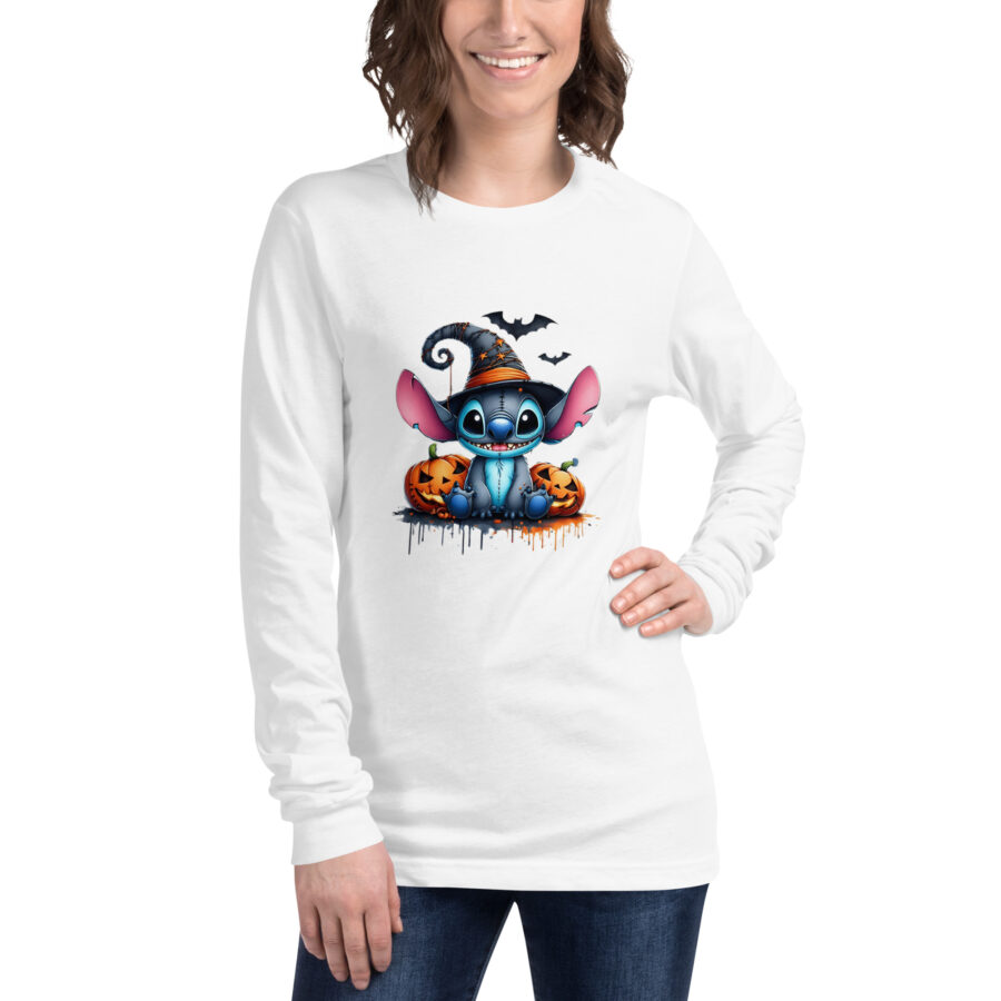unisex long sleeve tee white front halloween stitch