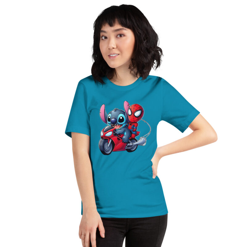 unisex staple t shirt aqua front stitch y spiderman