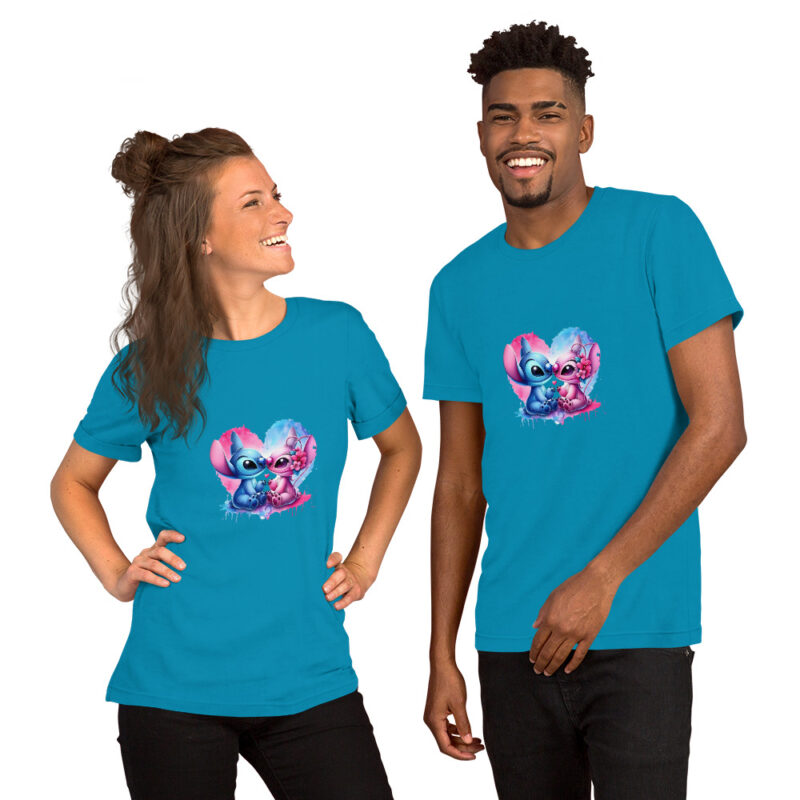unisex staple t shirt aqua front stich and angela