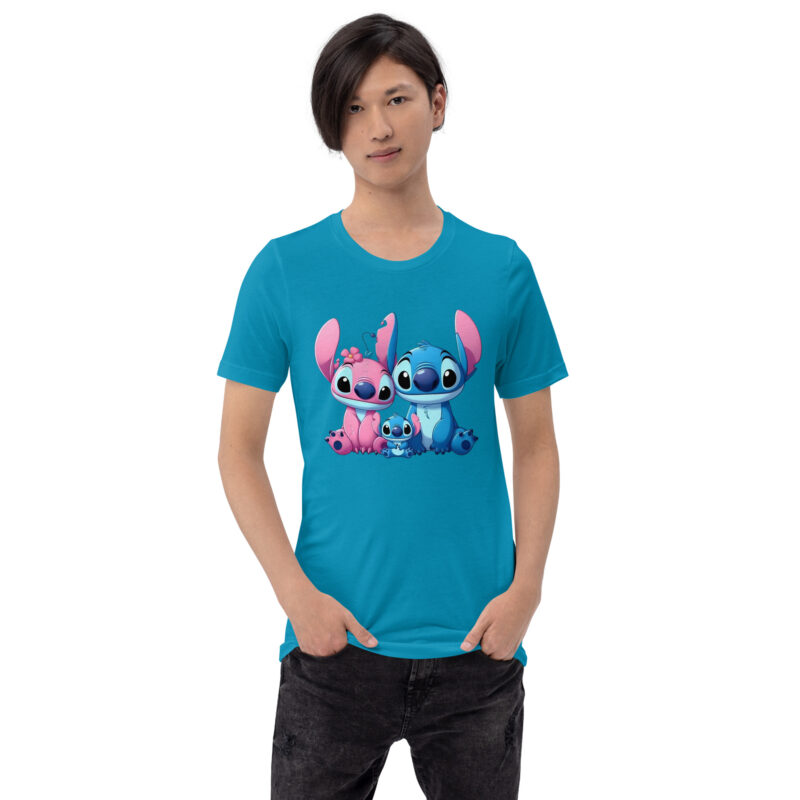 unisex staple t shirt aqua front Stitch y Angela