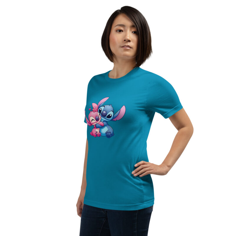 unisex staple t shirt aqua left front stitch & angela amor