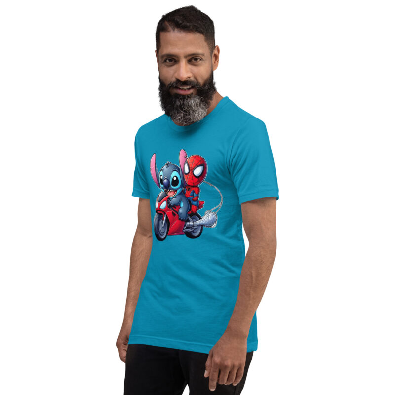 unisex staple t shirt aqua left front stitch y spiderman
