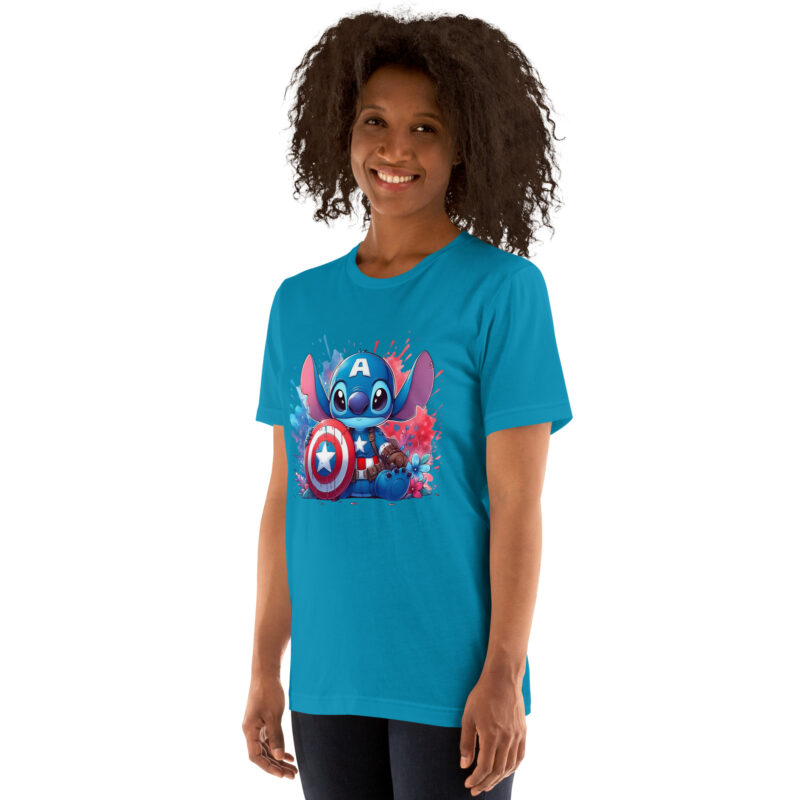 unisex staple t shirt aqua left front capitan stitch