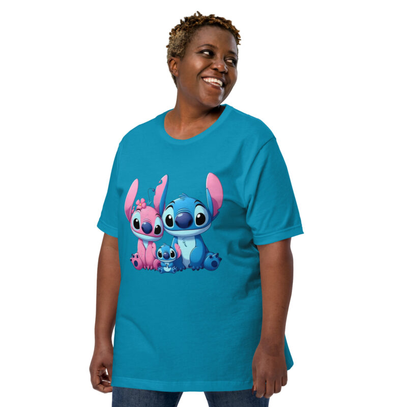 unisex staple t shirt aqua left front Stitch y Angela