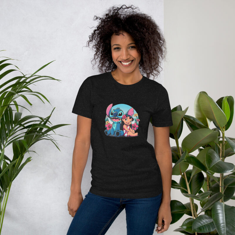 unisex staple t shirt black heather front lilo & stitch Hawai