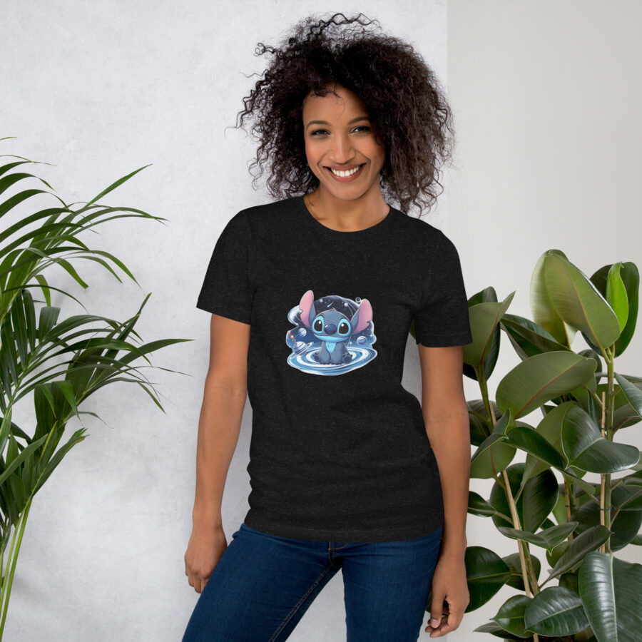 unisex staple t shirt black heather front planetas stitch