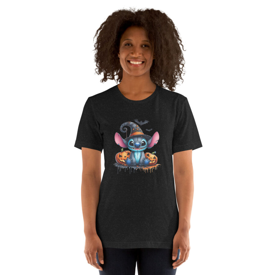 unisex staple t shirt black heather front stitch halloween
