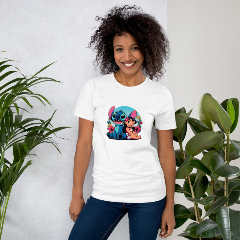 unisex staple t shirt white front lilo & stitch Hawai