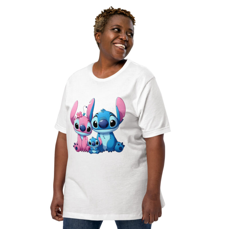unisex staple t shirt white left front Stitch y Angela