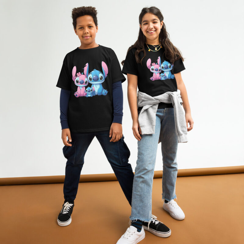 youth classic tee black front amor stitch y angela