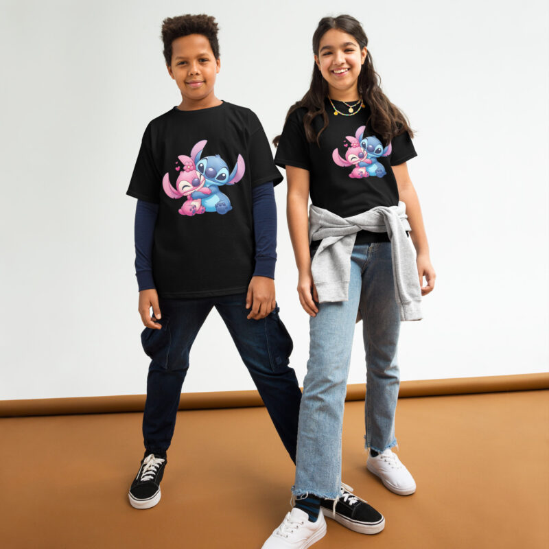youth classic tee black front amor stitch y angela