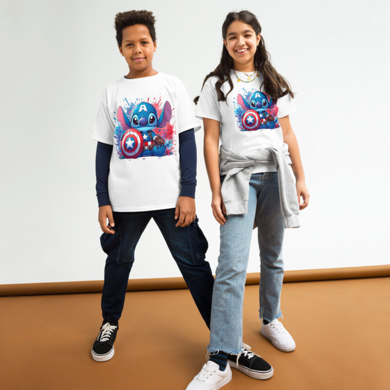 youth classic tee white front capitan america stitch